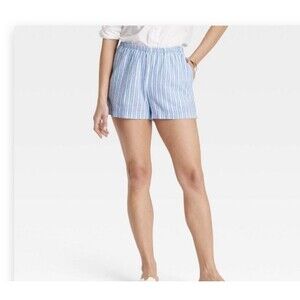 NWT Women's A New Day Mid Rise Striped Linen Pull On Shorts  sz M  NWT